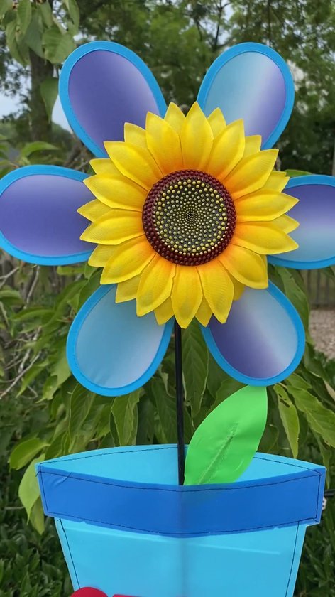thumbnail: Relaxdays Windmolen In Zonnebloem Design - Leuke Tuindecoratie Voor Kinderen, Balkon En Terras, 70 Cm Hoog