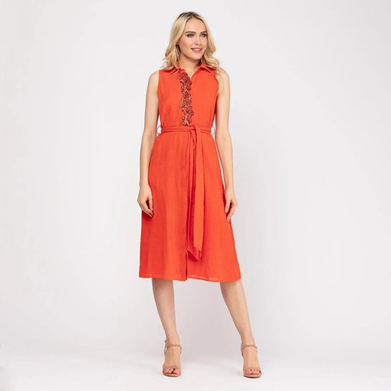 NIZA - Midi-jurk mouwloos oranje