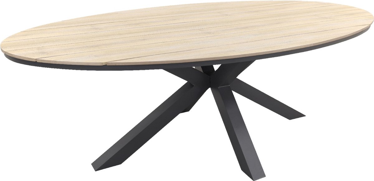 Jasmine Black/GI Edison 6-persoons ovale dining tuinset 220x115 cm.