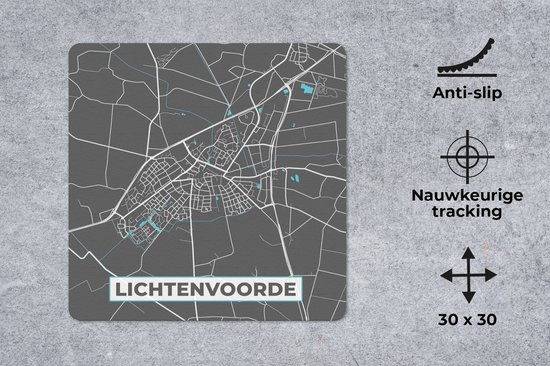 Muismat - Mousepad - Lichtenvoorde - Plattegrond - Stadskaart - Kaart - 30x30 cm - Muismatten