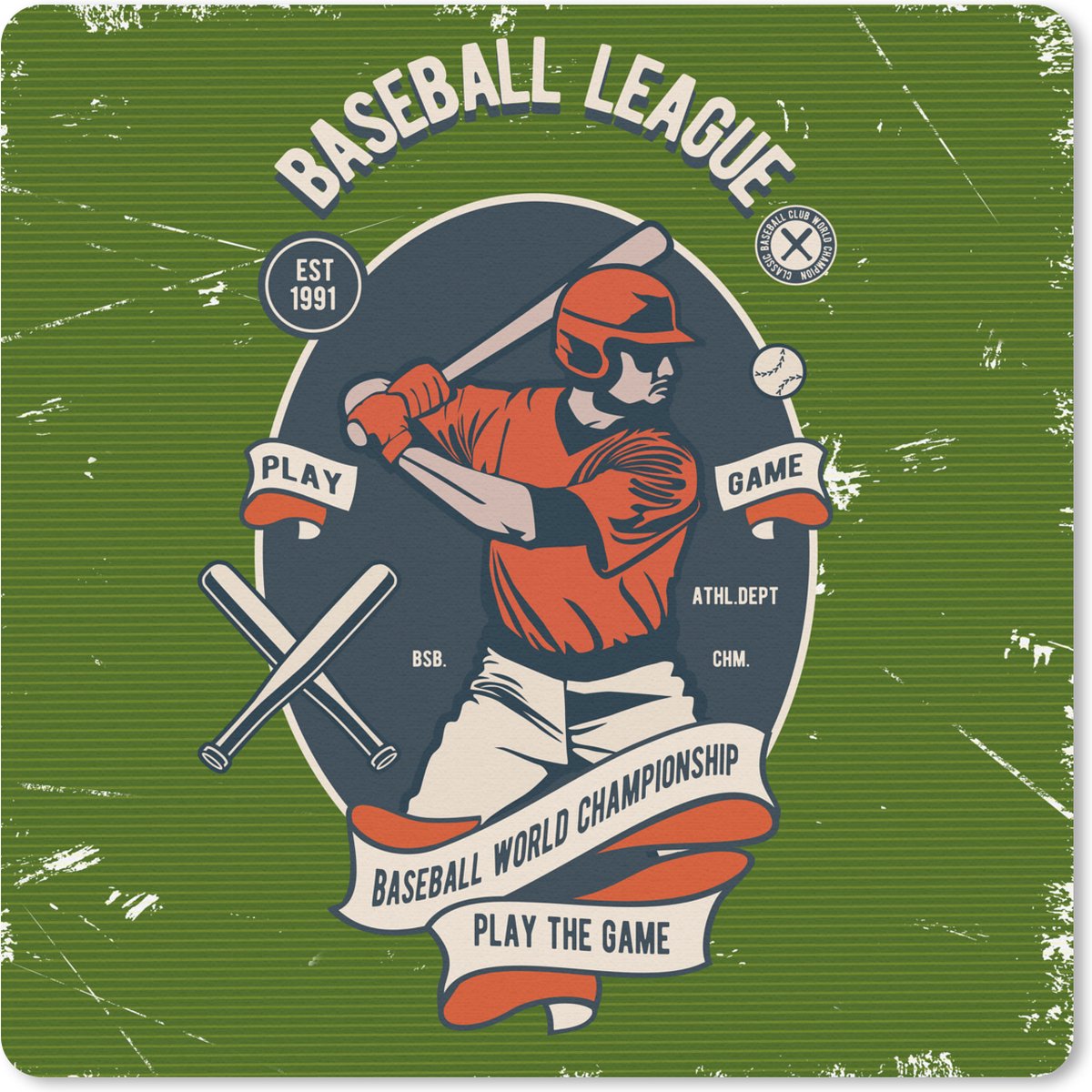 Muismat 30x30 cm - Mousepad Mancave - Baseball - Sport - Vintage - Muismatten