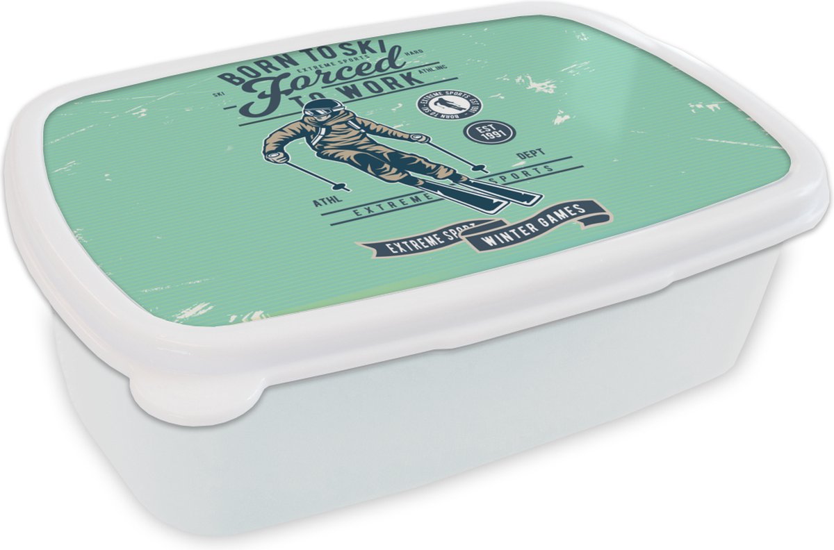 Broodtrommel Wit - Lunchbox - Brooddoos - Skipak - Retro - Groen - 18x12x6 cm - Volwassenen