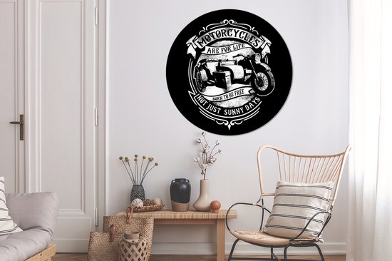 Wall Circle - Wall Circle - Mancave - Moto - Retro - Citation - Aluminium - ⌀ 140 cm - Intérieur et Extérieur