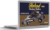 Sticker pour ordinateur portable - 17,3 pouces - Mancave - Voiture - Rétro - Blauw - Marron - 40x30cm - Autocollants pour ordinateur portable - Skin pour ordinateur portable - Housse
