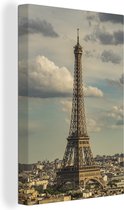 Canvas Schilderij De Eiffeltoren met een uitzicht over Parijs - 40x60 cm - Wanddecoratie