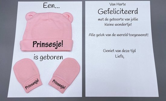 kraamcadeau brievenbus - baby muts - baby handschoenen - rechtstreekse verzending - geboorte - prinsesje van Dromen & Co — afbeelding 3