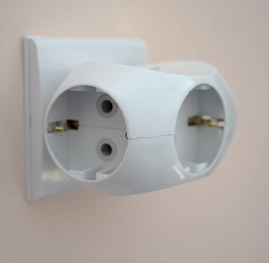 Horizontale Stopcontact Splitter | Verdeelstekker | Verloopstekker 3-voudig wit | Met randaarde | Stekkers | Stekkerdoos