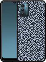 Nokia G11/G21 Hoesje Zwart Blauwe Doodle - Designed by Cazy