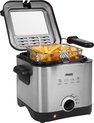Princess Mini friteuse 182612 - 1.5 Liter - Regelbare thermostaat - Geurfilter - Kijkvenster - Compact - Geschikt voor camping - 1000W - geborsteld RVS