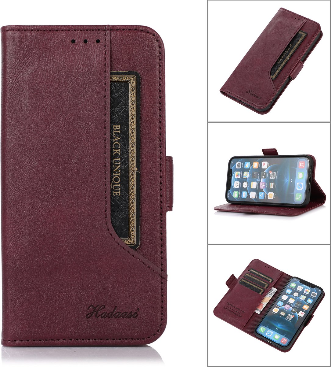 Bookcase Apple iPhone 13 Pro Max – PU Lederen Telefoonhoesje – Pasjeshouder - Bordeaux Rood