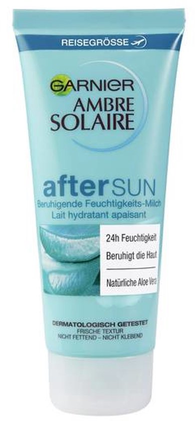 Garnier Ambre Solaire aftersun lotion met aloë vera, 24u hydratatie. Reisformaat 100ml.
