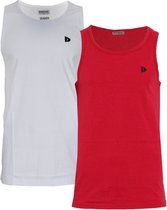 2-Pack Donnay Muscle shirt - Tanktop - Heren - White/Berry Red - maat L