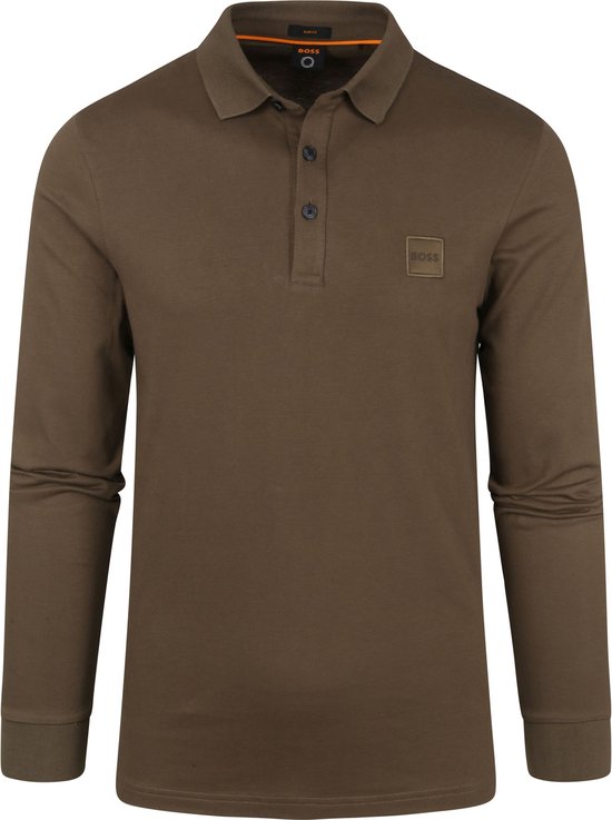 BOSS - LS Passerby Polo Donkergroen - Slim-fit - Heren Poloshirt