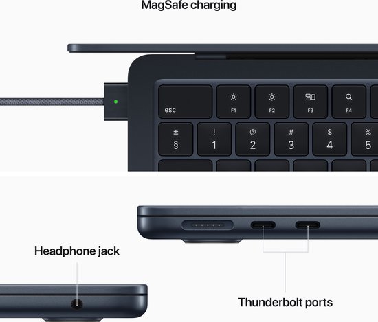 Apple MacBook Air (2022) MLY33N/A - 13.6 inch - Apple M2 - 256 GB - Middernacht