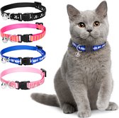 Kattenhalsband met Belletje - Veiligheidssluiting - Halsband Kat - Halsband Kitten - Set van 4