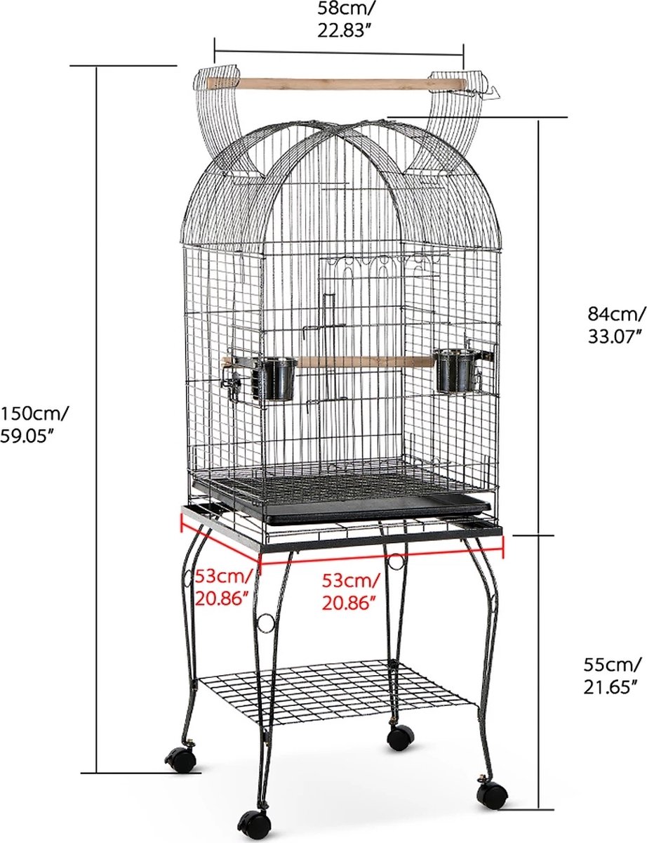 Cage à oiseaux Polaza® - Cage à perroquet - Avec bâton Sur