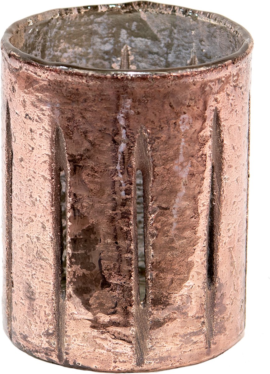 Theelichthouder Ø 9x11 cm Roze Glas