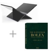 Boeken Standaard (Zwart) + The Watch Book Rolex | Groene Rolex boek met gouden letters | boekenstandaard Rolex boek Goud | koffietafelboek tafelboek koffietafel Interieur Accessoire