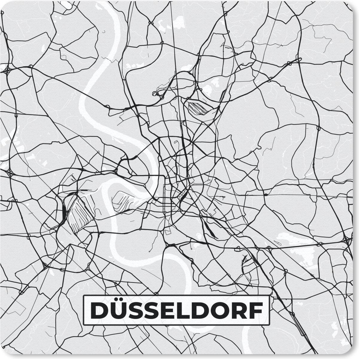 Muismat 30x30 cm - Mousepad Düsseldorf - Kaart - Plattegrond - Stadskaart - Duitsland - Muismatten - Stadskaart