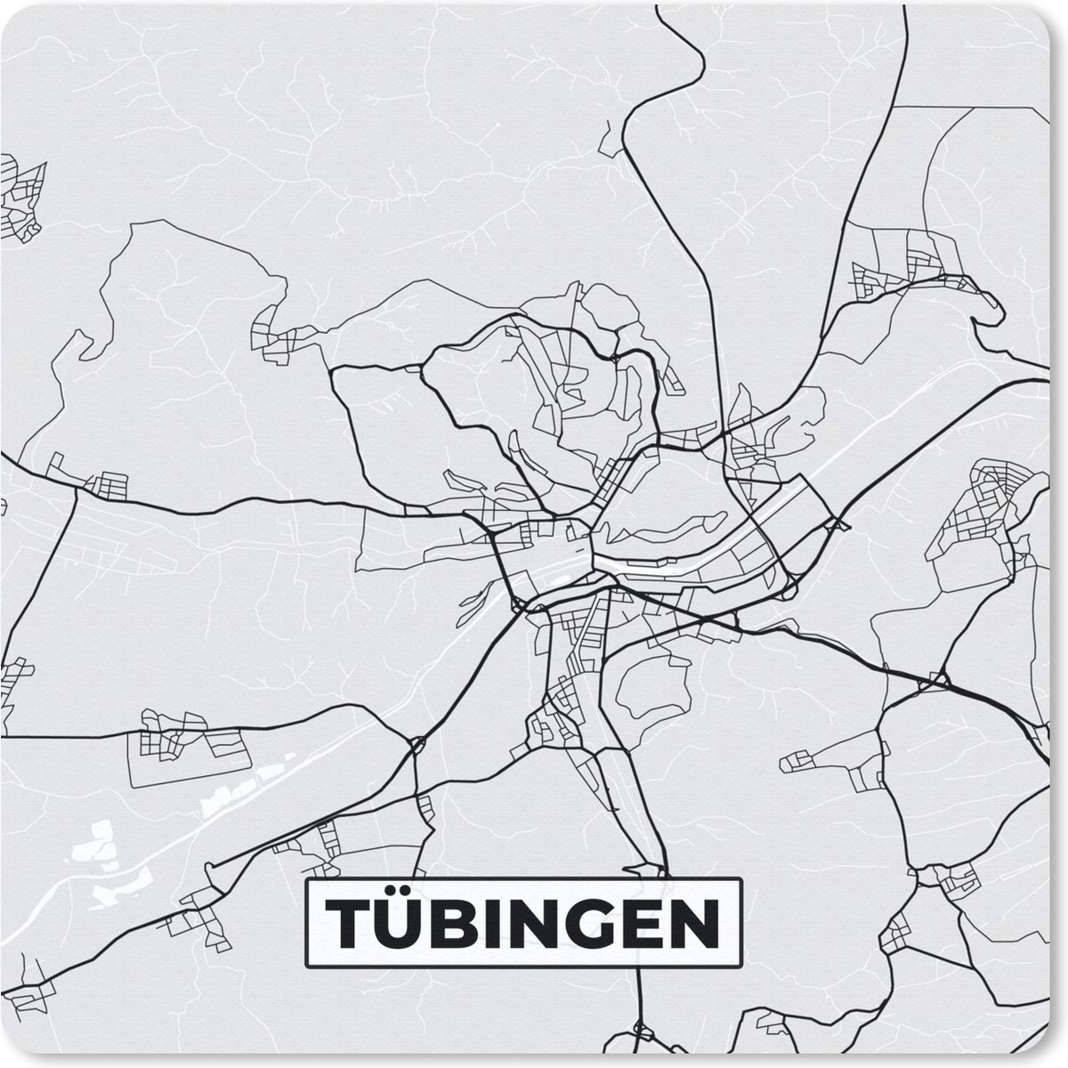 Muismat - Mousepad - Duitsland - Plattegrond - Kaart - Tübingen - Stadskaart - 30x30 cm - Muismatten