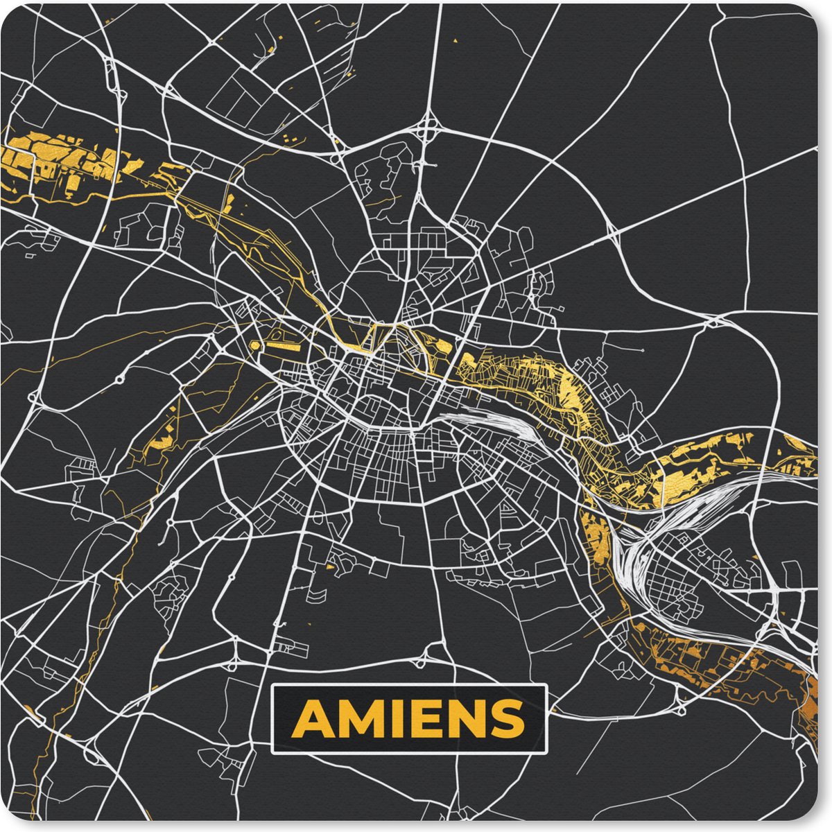 Muismat 20x20 cm - Mousepad Plattegrond - Amiens - Stadskaart - Frankrijk - Kaart - Muismatten - Stadskaart