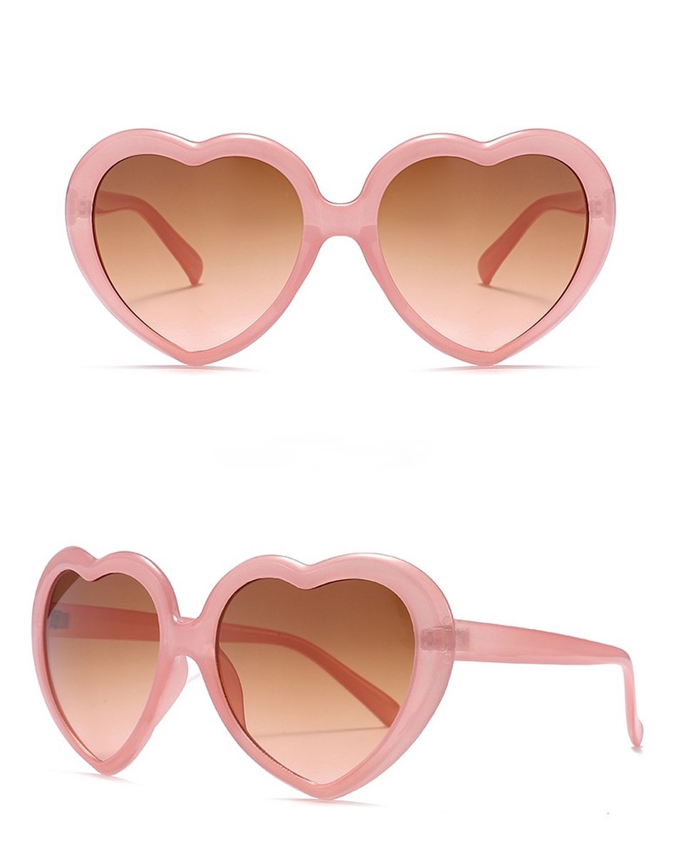 DAEBAK Kleurvolle vrouwen hartjes zonnebril in hart vorm [Pink / Roze] Festival Sunglasses dames