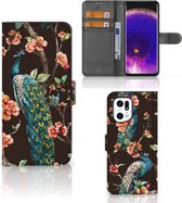 Telefoonhoesje OPPO Find X5 Pro Flipcase Cover Pauw met Bloemen