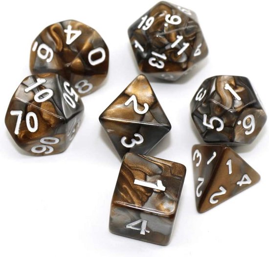 Thumbnail van een extra afbeelding van het spel D&D dice set - DnD dobbelstenen set Grey & Dark Orange - Dungeons and Dragons dobbelstenen Inclusief velvet bewaarzakje