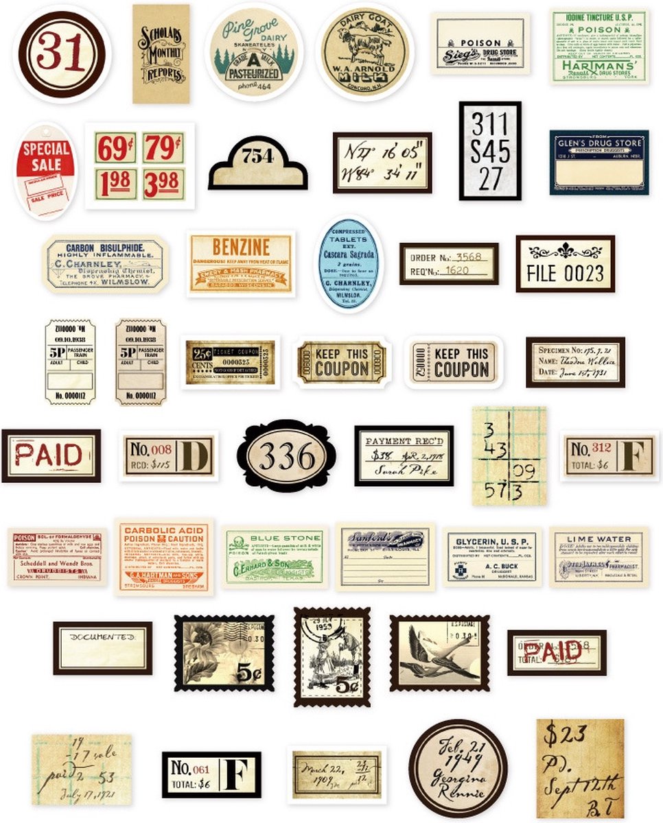 Bullet Journal Stickers - Planner Agenda Stickers - Vintage - 46 Stuks - Scrapbook stickers - Laptop stickers - Bujo stickers - Sticker voor kaarten maken — afbeelding 5