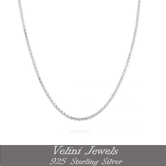 Velini jewels-2MM Box halsketting-925 Zilver Ketting- 50 cm met lobster lock
