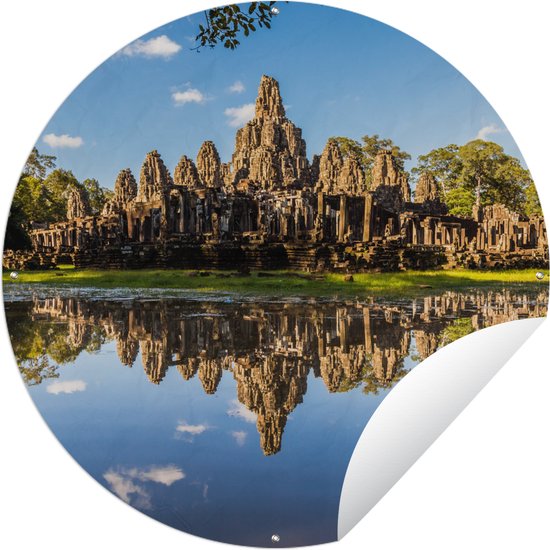 Tuincirkel Angkor Wat achter meer - Ronde Tuinposter - Buiten