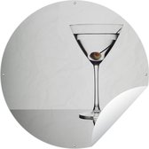 Tuincirkel Martini in glas met groene olijf - 120x120 cm - Ronde Tuinposter - Buiten XXL / Groot formaat!