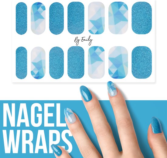 Nagel wrap - Blue Triangle | 14 stickers per vel | Nail wrap | Nail art | Trendy | Design | Nagellakvrij | Eenvoudig | Nagel art | Nagel wrap | Nagel stickers | Folie | Zelfklevend | Sjablonen