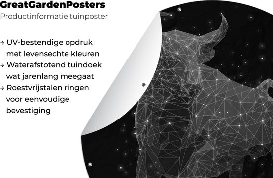 Cercle de jardin le signe du zodiaque Taureau - 150x150 cm - Affiche de jardin ronde - Extérieur