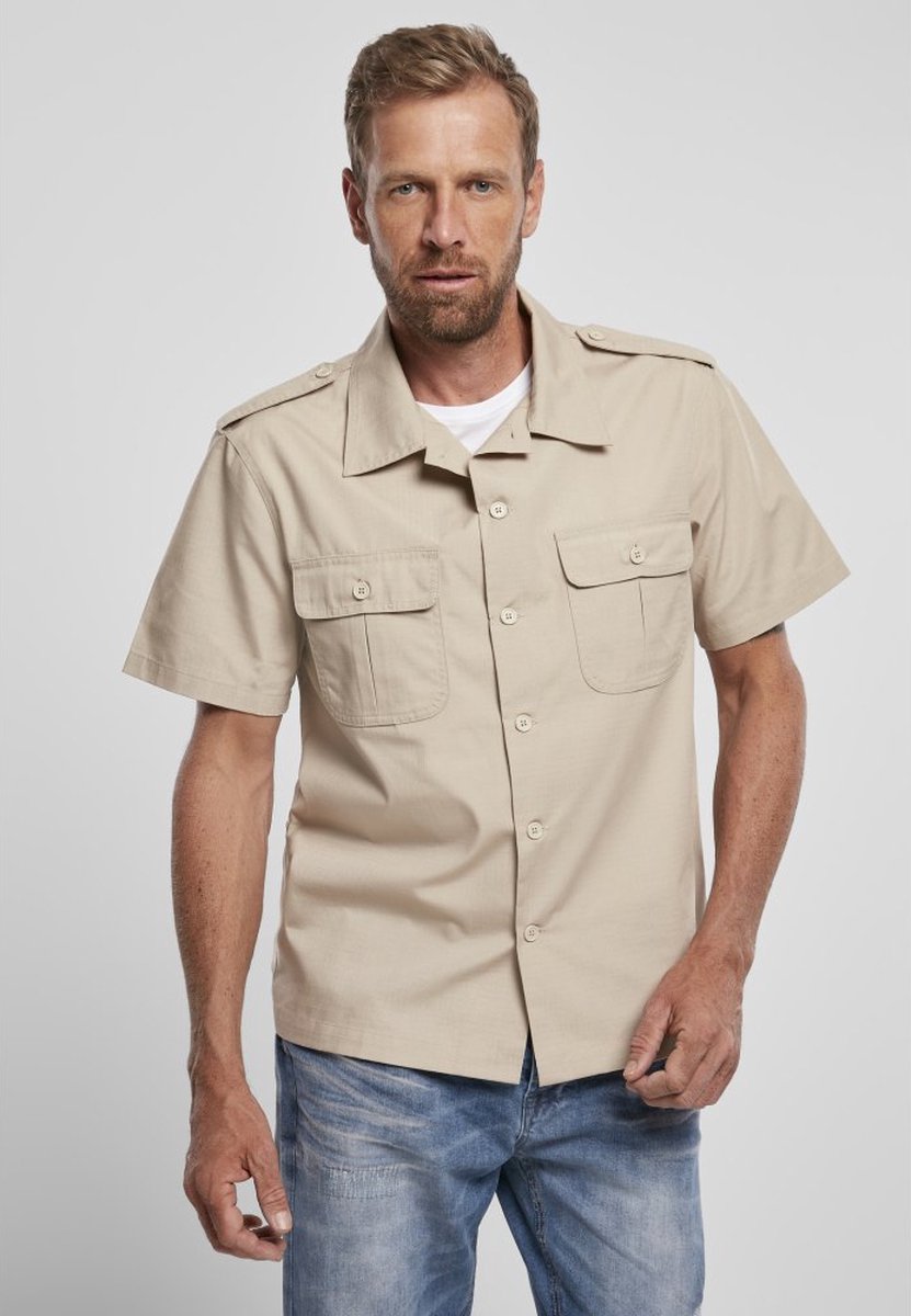 Urban Classics Overhemd -L- US Hemd Ripstop Beige