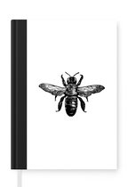 Notitieboek - Schrijfboek - Bij - Insect - Vintage - Zwart wit - Notitieboekje klein - A5 formaat - Schrijfblok