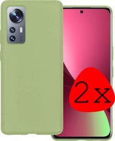 Hoes Geschikt voor Xiaomi 12X Hoesje Siliconen Back Cover Case - Hoesje Geschikt voor Xiaomi 12X Hoes Cover Hoesje - Groen - 2 Stuks.