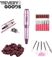 EverdayGoods - Beautyzchoice Elektrische Nagelvijl - Nagelfrees- Manicure en Pedicure set - 56 Schuurrolletjes - 11 Opzetstukken - Rosé/Goud