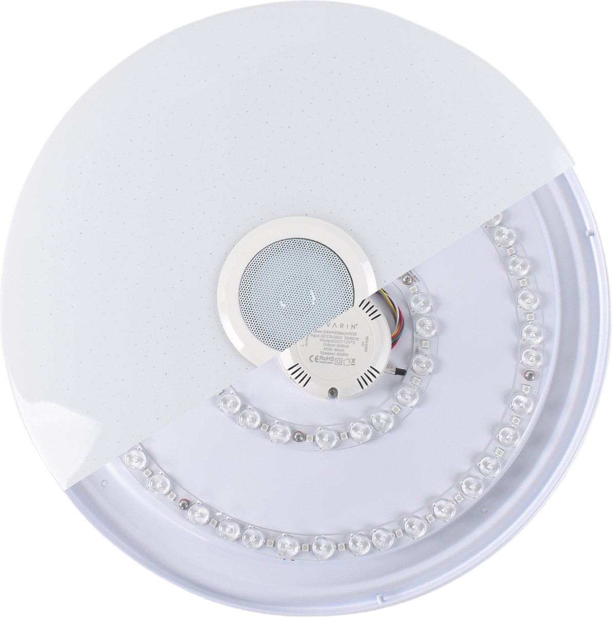 Varin® LED Plafondlamp BTM met Bluetooth speaker - Ø 50cm - Wekker en  Nachtlamp -... | bol.com