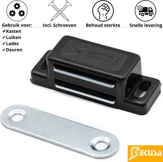 Foto: 4x stuks magneetsnapper zwart inclusief schroeven deurmagneet magneet deursluiter deursluiter deur magneetsluiting magneetslot magneetslot baby magneetsluiting magneetsluiting kastdeur druksnapper