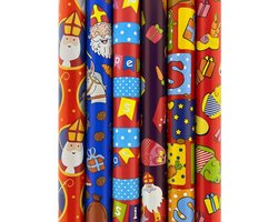 Product afbeelding van Sinterklaaspapier Inpakpapier Cadeaupapier Assortiment H2 - 70 cm x 3 meter - 5 rollen