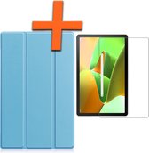 Hoes Geschikt voor Lenovo Tab M10 Plus 3rd Gen Hoes Tri-fold Tablet Hoesje Case Met Screenprotector - Hoesje Geschikt voor Lenovo Tab M10 Plus (3e Gen) Hoesje Hardcover Bookcase - Lichtblauw