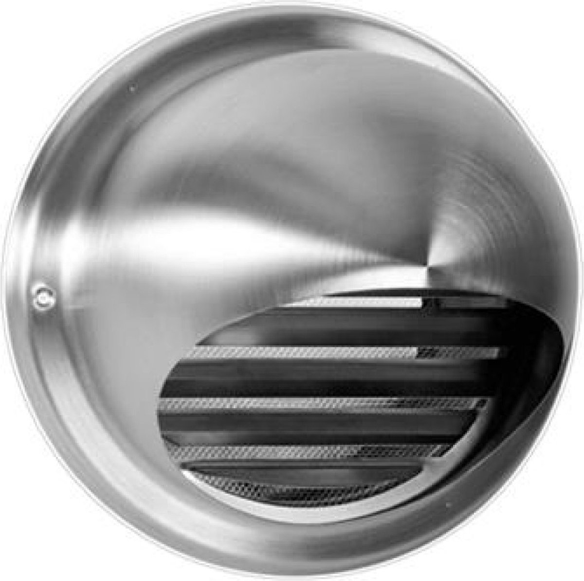 Ventilatierooster 125 mm – Bolvormig - RVS met fijnmazig gaas