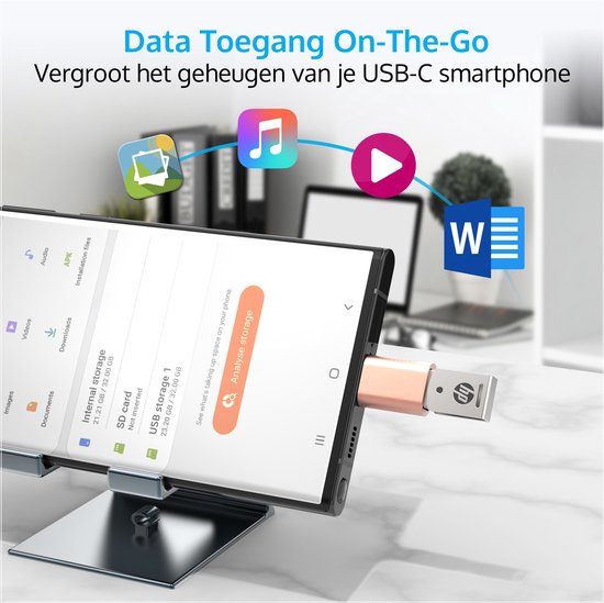Nexibo 2x USB C naar USB A Adapter - USB 3.0 - 5Gbps - Rosé Goud