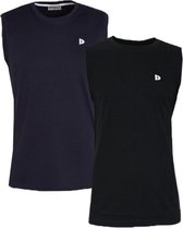 2-Pack Donnay T-shirt zonder mouw - Sportshirt - Heren - Navy/Black - maat XL