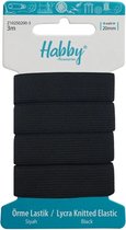 Habby elastiek 20mm | Gebreid Standaard Elastiek | Zwart | 3 meter | Hobby - Knutselen - Naai elastiek