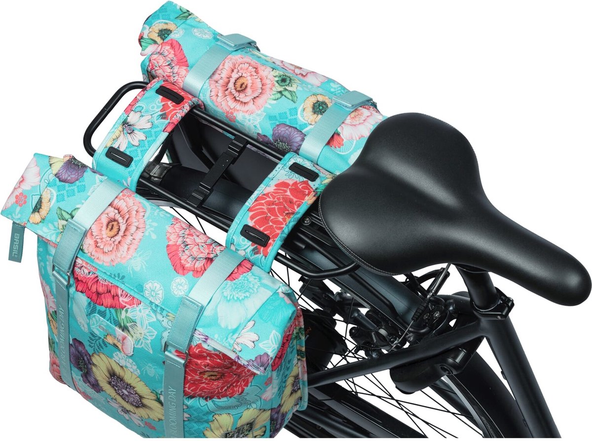 Basil Vive Dubbele Fietstas – Waterdicht, 28-35 Liter, Gerecycled PET, Reflecterend, Wit/zwart