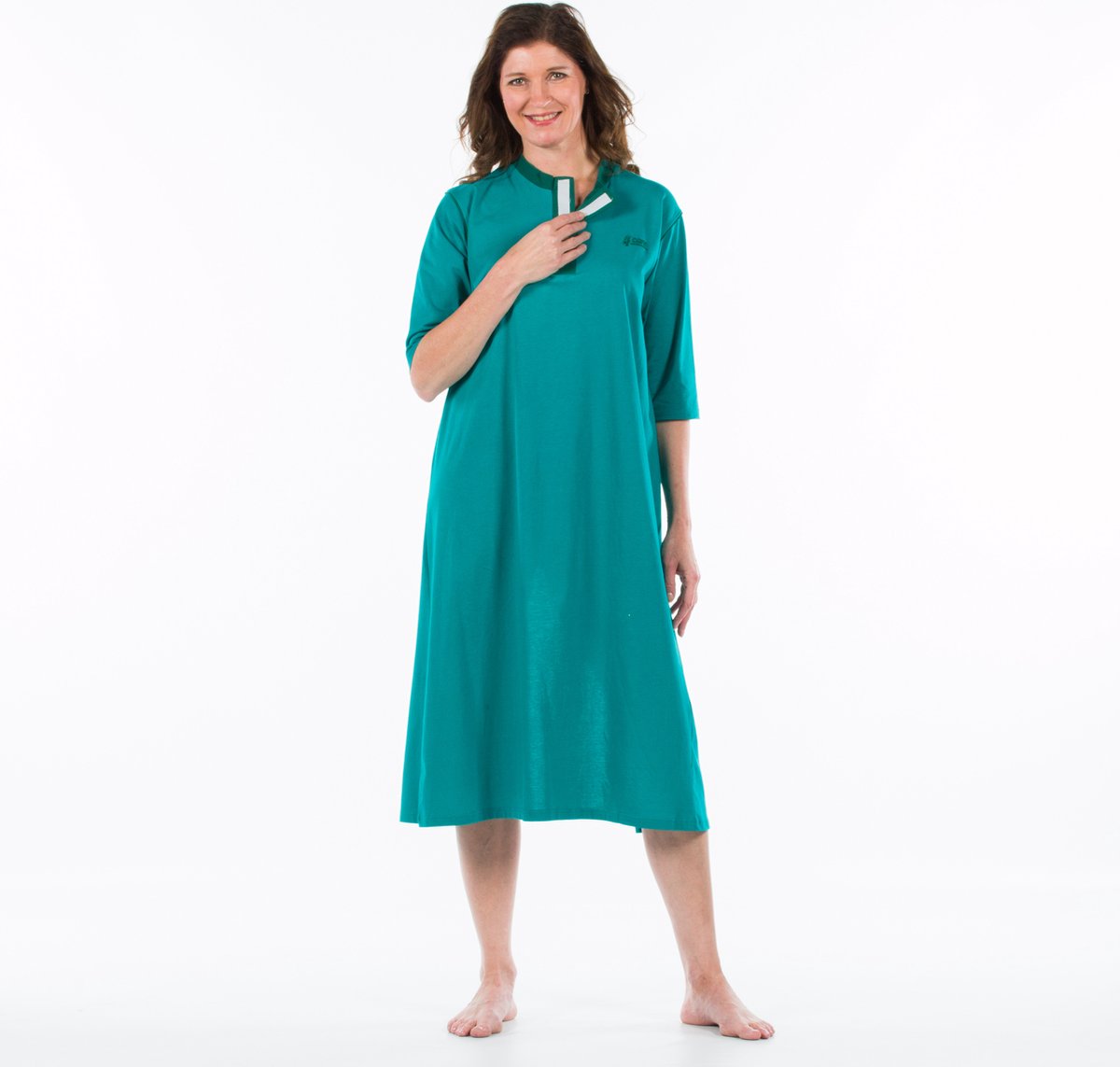 Nachthemd achter open - Nachthemd met drukknopen - Zorg nachthemd- Groen - XL