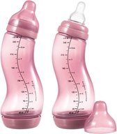 Difrax Babyfles 250 ml Natural - S-fles - Anti-Colic - Roze - 2 stuks