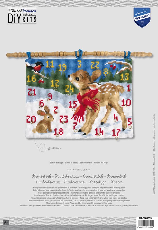 PN-0165639- Kruissteekwandtapijt kit Bambi met vogel- Vervaco